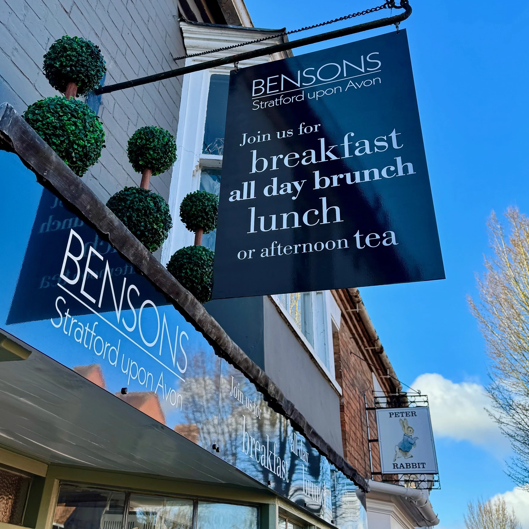 Bensons hanging sign above the Henley Street shopfront